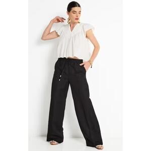 Calvin Klein Women's Pants Wide Leg Drawstring Solid Black Size 3XL NWT